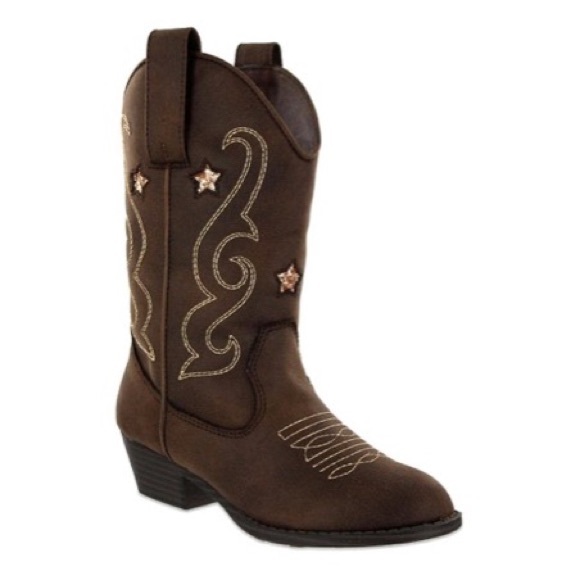 new Mia ☀︎ ︎Vegan Leather Cowboy Boots ☀︎︎ Cognac + Metallic Gold ☀︎ Toddler 5 - Picture 15 of 16